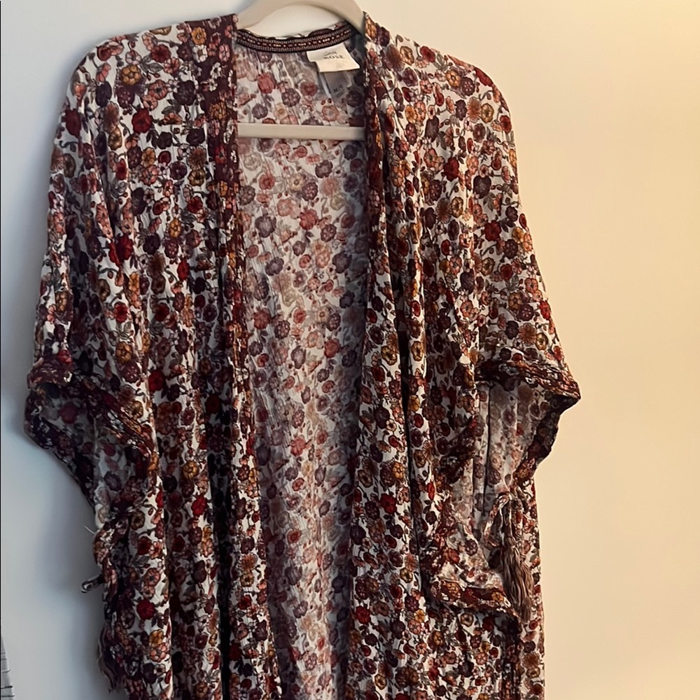 Knox Rose Floral Kimono - Red, White, Brown
